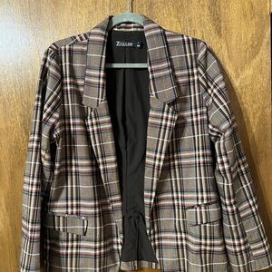 New York & Company Women's Multicolor Plaid Blazer